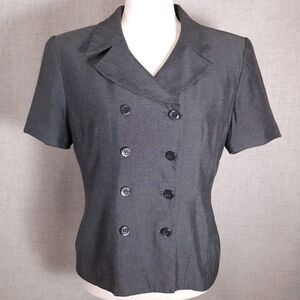 Kasper ASL Short Sleeve Double Breasted Suit Blazer Size 10P Petite Lapel Collar